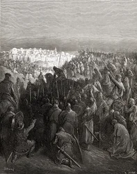 Entusiasmo dei crociati a Costantinopoli nel 1204, illustrazione da 